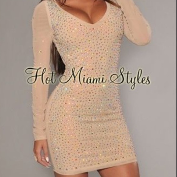 Hot Miami style (0223) Jeweled Dress - sparkly rhinestone, strass, new year - Picture 3 of 8